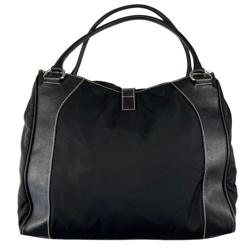 Prada Leather/Nylon Buckled Satchel Tote Bag - Picture 2 of 7